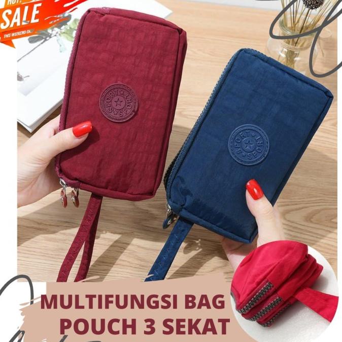 [Ready] Travel Pouch / Pouch Bag / Pouch Nylon 3 Sekat Multifungsi [Dompet]