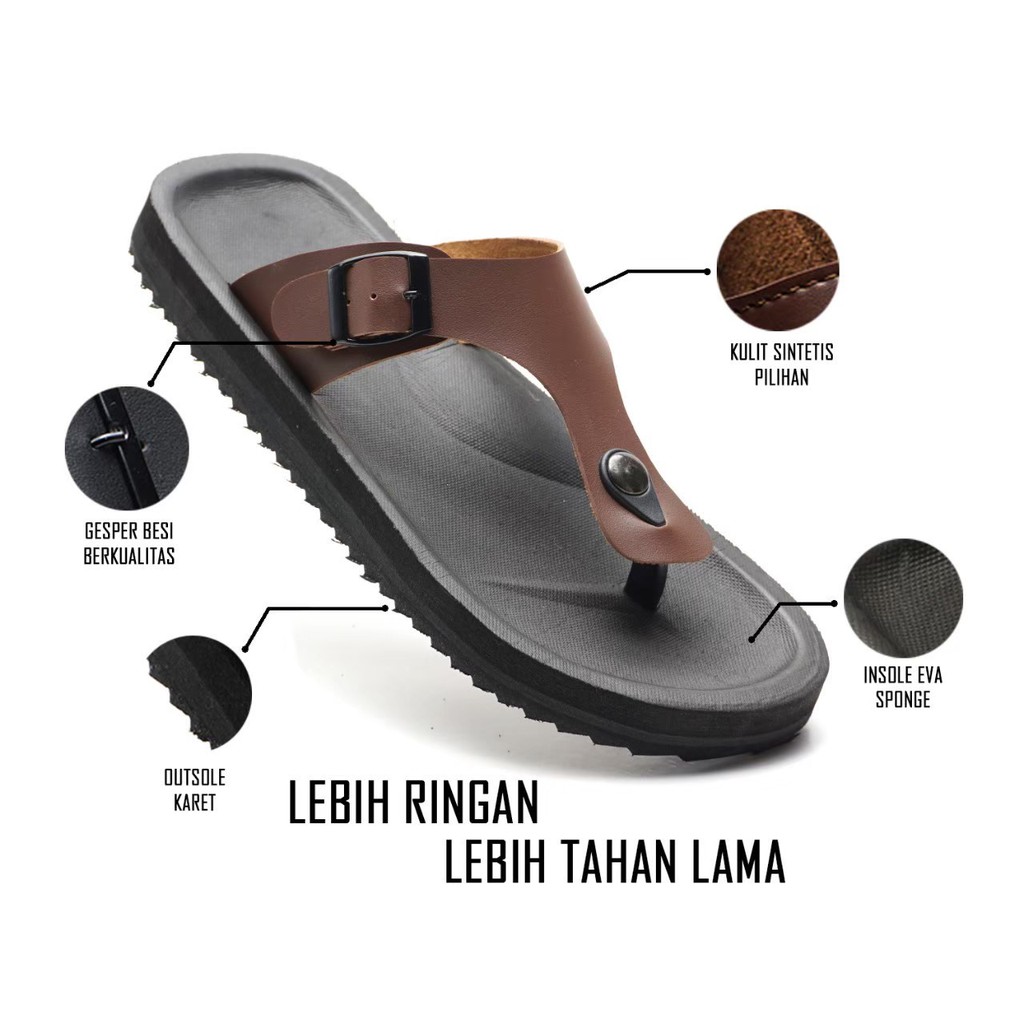 Dream Series | Original Sendal Jepit Kulit Santai Kasual Pria Cowok Sandal Footwear | FORIND x Joey