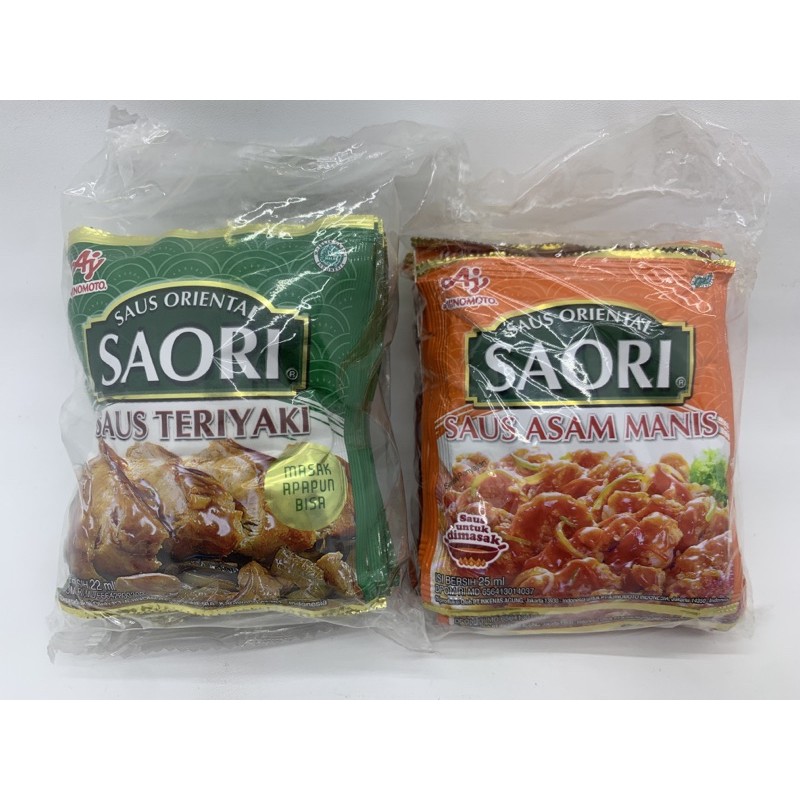 

Saori Saus Sachet 10x22ml Teriyaki Tiram Asam Manis Mentega Lada Hitam