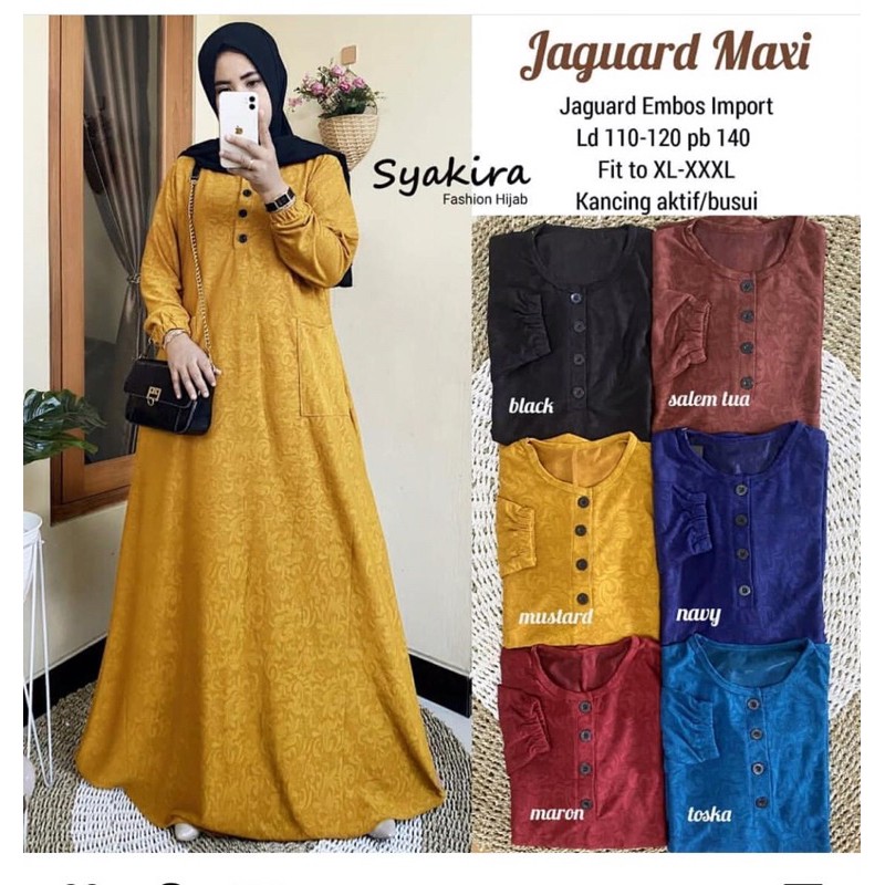 Jaguard Maxi Ld115 XXXL - Gamis Kaos Brukat Jumbo Busui Bigsize Oversize Bumil Arabian brukat  / R.12 - 023-5042