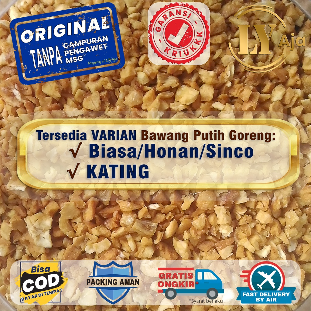 Bawang Putih Kating Goreng Cincang LY Aja 155 Gram Minced Fried Garlic ASLI MURNI TANPA TEPUNG 155 Gr