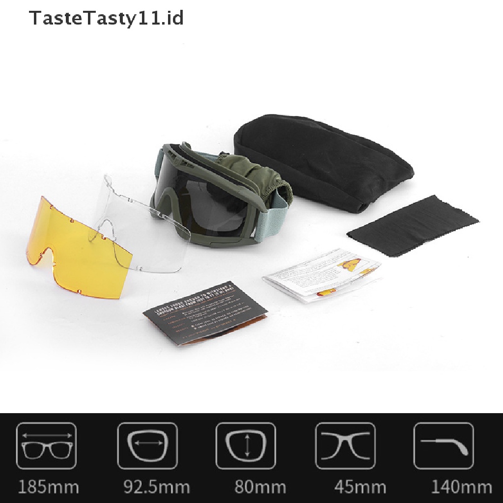 【TasteTasty】 1Set Tactical Goggles Military Sunglasses 3Len Army Motorcycle Windproof Glasses .