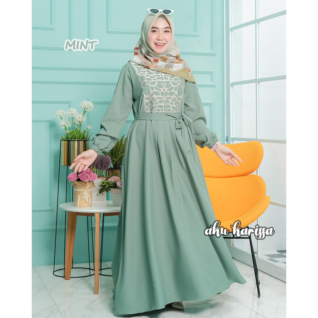 Dress Wanita Busui Motif Gamis Terbaru Ukuran Jumbo Daster  Terkeni dan Termurah Erina Dress Bordir