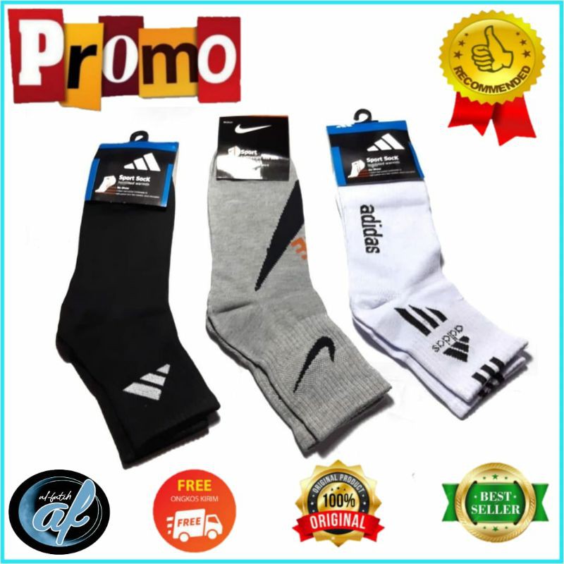KAOS KAKI SPORT PREMIUM PENDEK BOLA / OLAHRAGA COWO CASUAL ADIDAS ORIGINAL