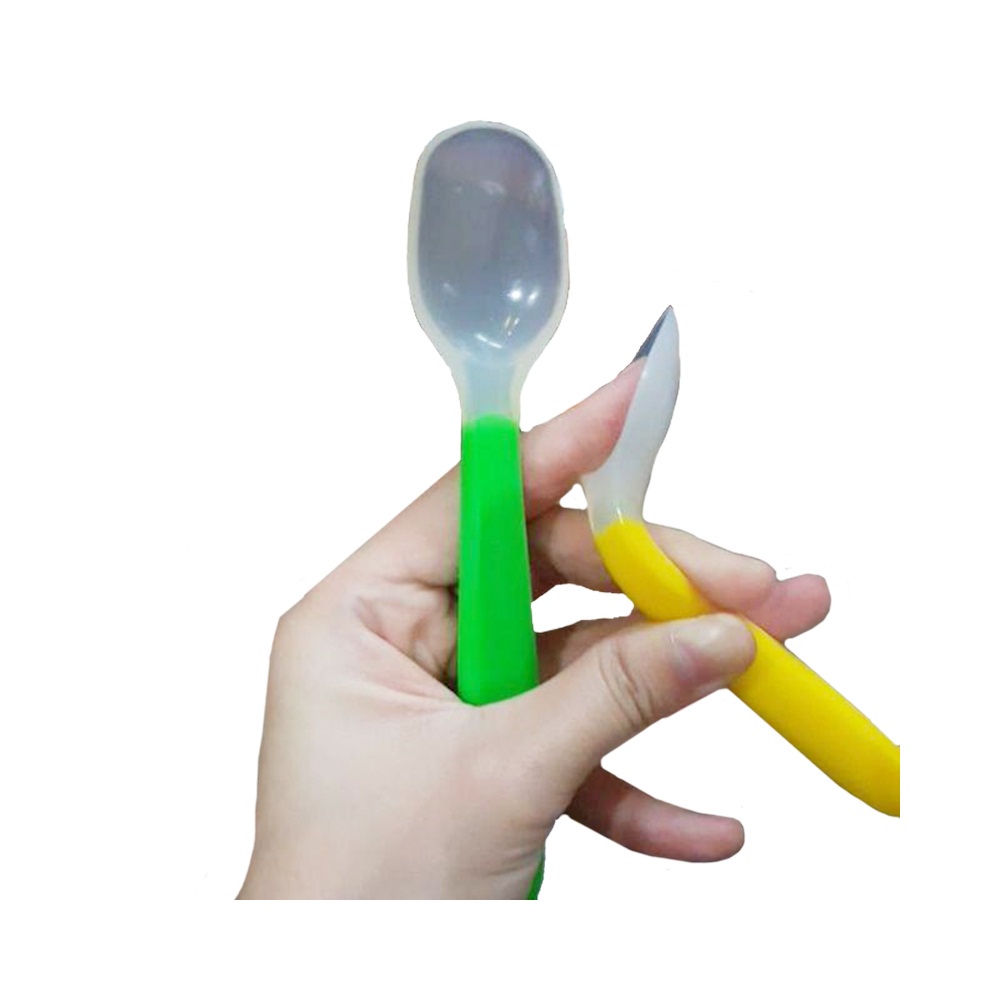IQ Baby Sendok Silikon Isi 2pcs Sendok Makan Bayi / Silicone Spoon