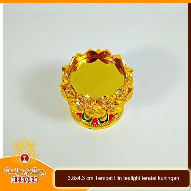 3.8 x 4.3 cm Tempat lilin tealight teratai kuningan