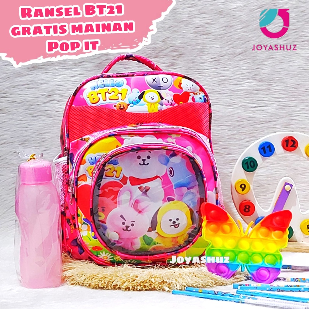 Joyashuz - Tas Sekolah Anak Perempuan Gratis Pop it - Ransel Anak BT - Tas Sekolah Gratis Pop it - Ransel Cantik - Gratis Pop it