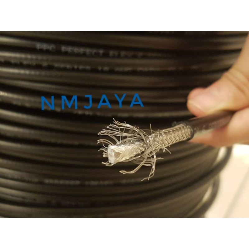 Kabel antena TV RG6 Coaxial Colan 75Ohm Meteran Serabut Tebal