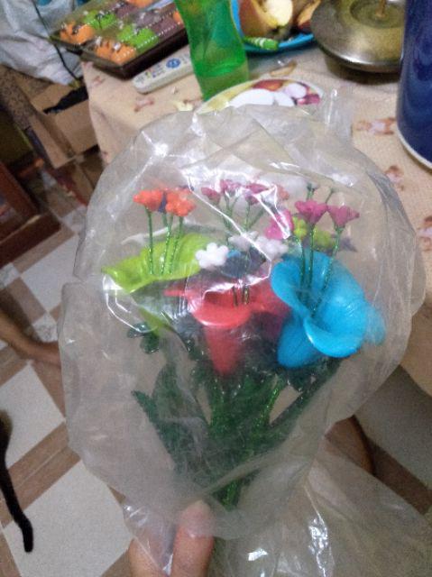 Bunga Akrilik Lili Pink Muda Putik Hijau Manik Manik