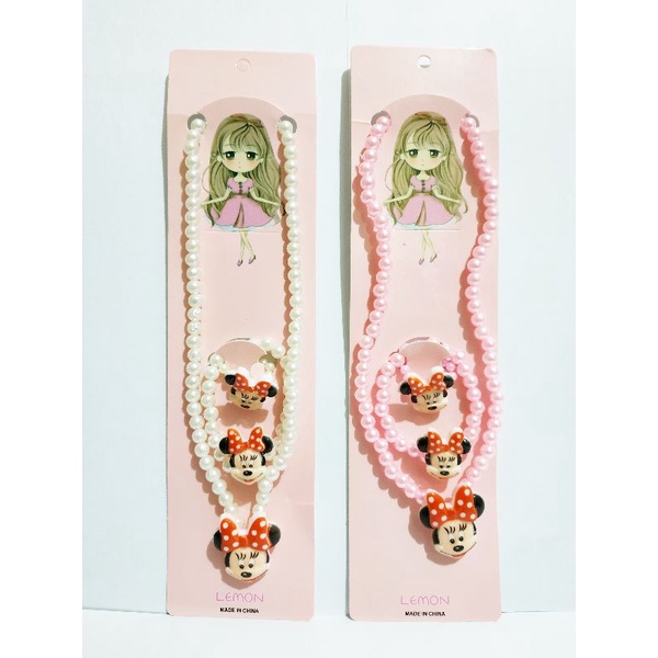 CPM12 Kalung Gelang Cincin Plastik Mix Kepala Minnie Mouse