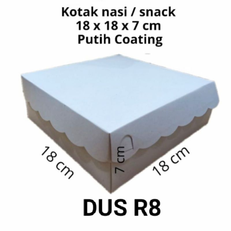 Promo (PUTIH) DUS NASI R8 KOTAK NASI 18X18 KARDUS R8