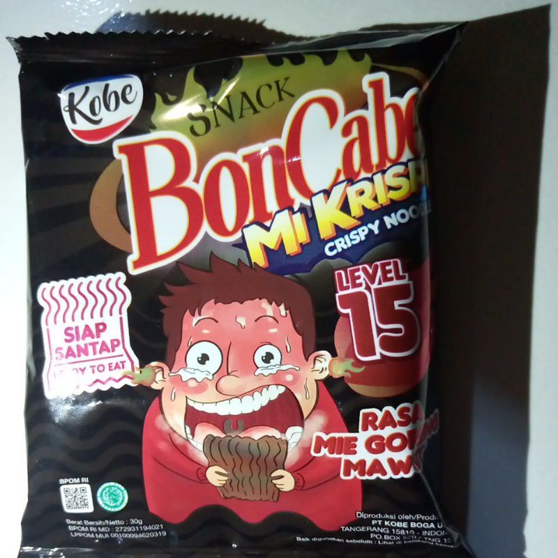Mie BonCabe Mi Krispi Level 15 Netto 30g Rasa Kobe Bon Cabe Goreng Mawut