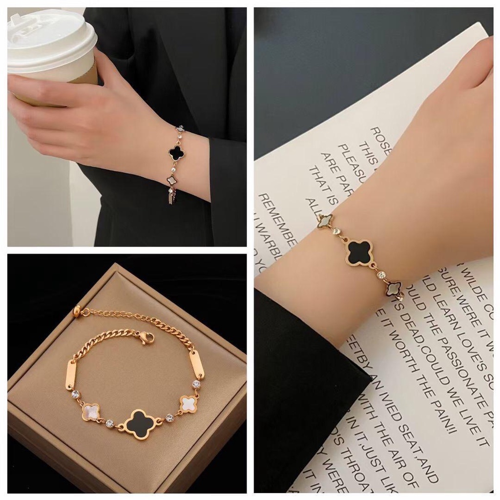 [COD] gelang tangan wanita titanium anti karat/ gelang tangan lv combi