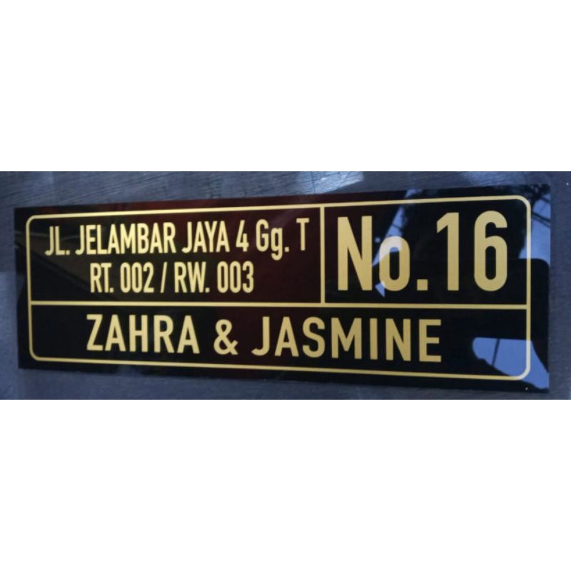 

merk alamat rumah atau kost villa dll ukuran 45x20cm akrilik