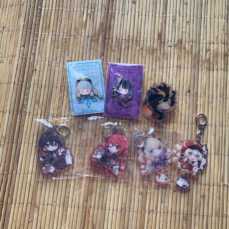 [ready] Genshin Impact Fan Merchandise Acrylic Keychain Paper Clip Enamel Pin Zhongli Diluc Fischl K