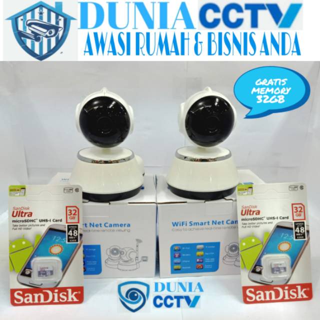 PAKET CCTV IP CAMERA 2CHANNEL V380 WIRELESS CAM + MEMORY 32GB