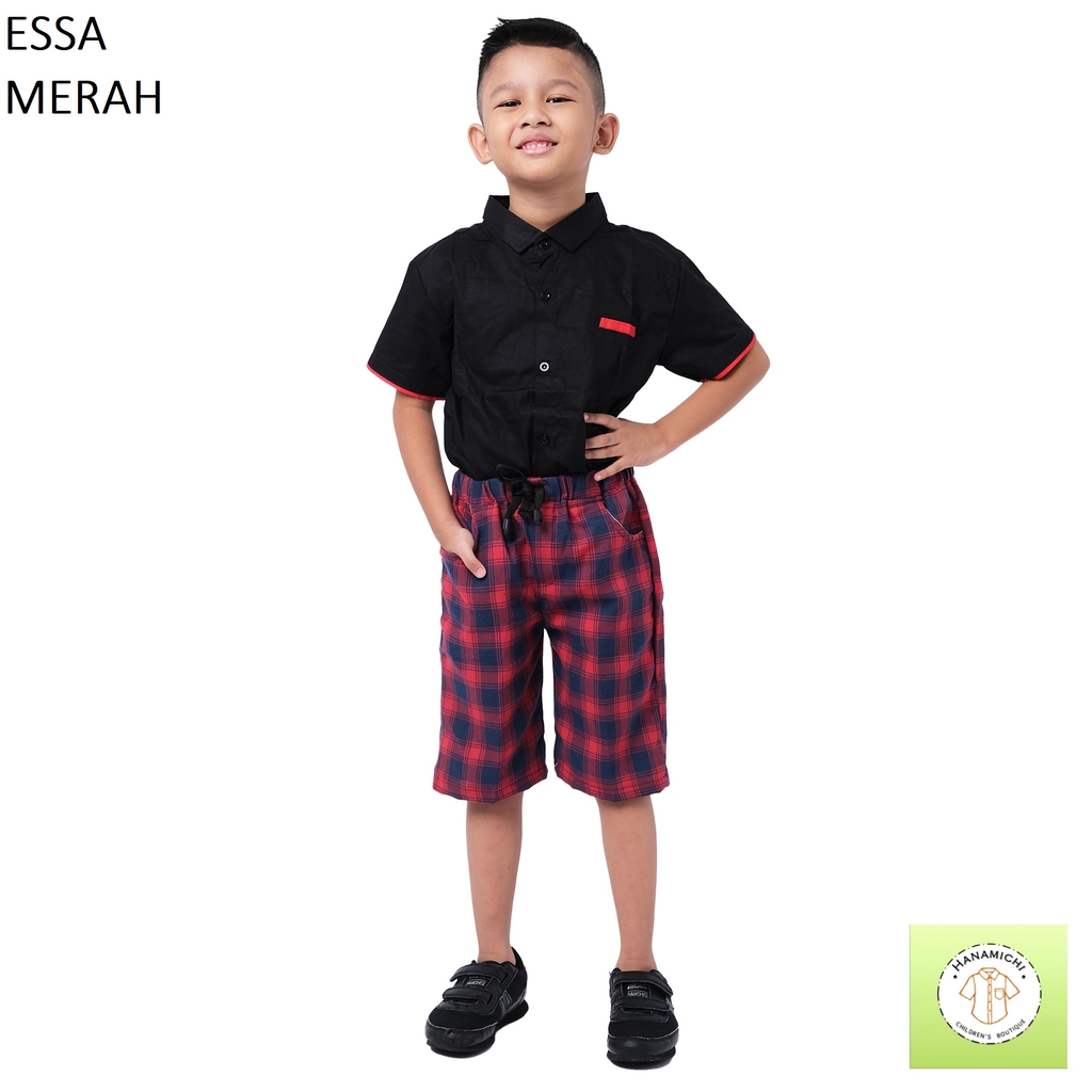 Hanamichi ESSA Celana Pendek Anak Flanel Motif Kotak