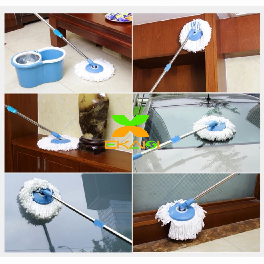 Ekaisi Tongkat pel spin mop / gagang pel spin mop +kain pel