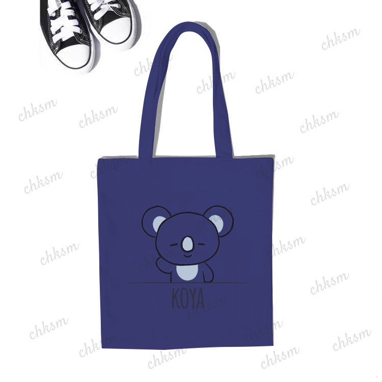 Tas Tote Bag Karakter BT21 boneka Kpop Totebag BTS Gaya Korea Trend (RSL) NR