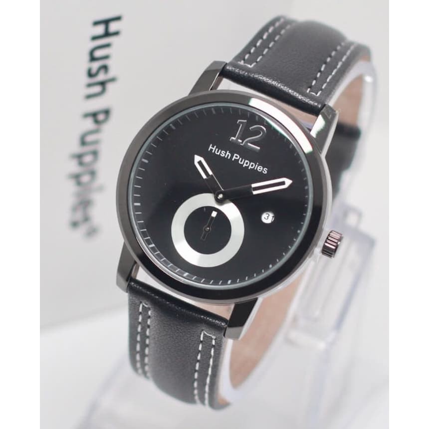 Jam Tangan Pria / Cowok Murah Hush Puppies Clasic Leather Black