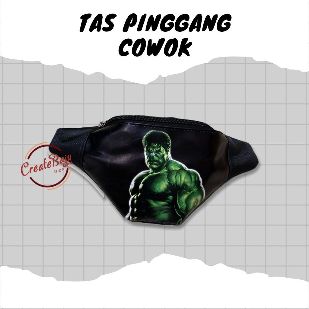 TAS PINGGANG ANAK MURAH WARNA HITAM HULUK WAIST BAG ANAK TERMURAH SUPERHERO