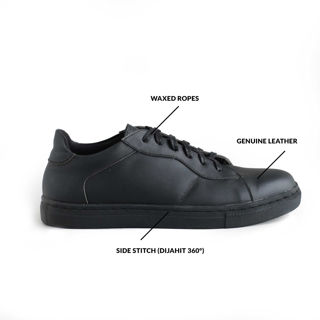 Sepatu Sneakers Kulit - Winshor - Helios - Black