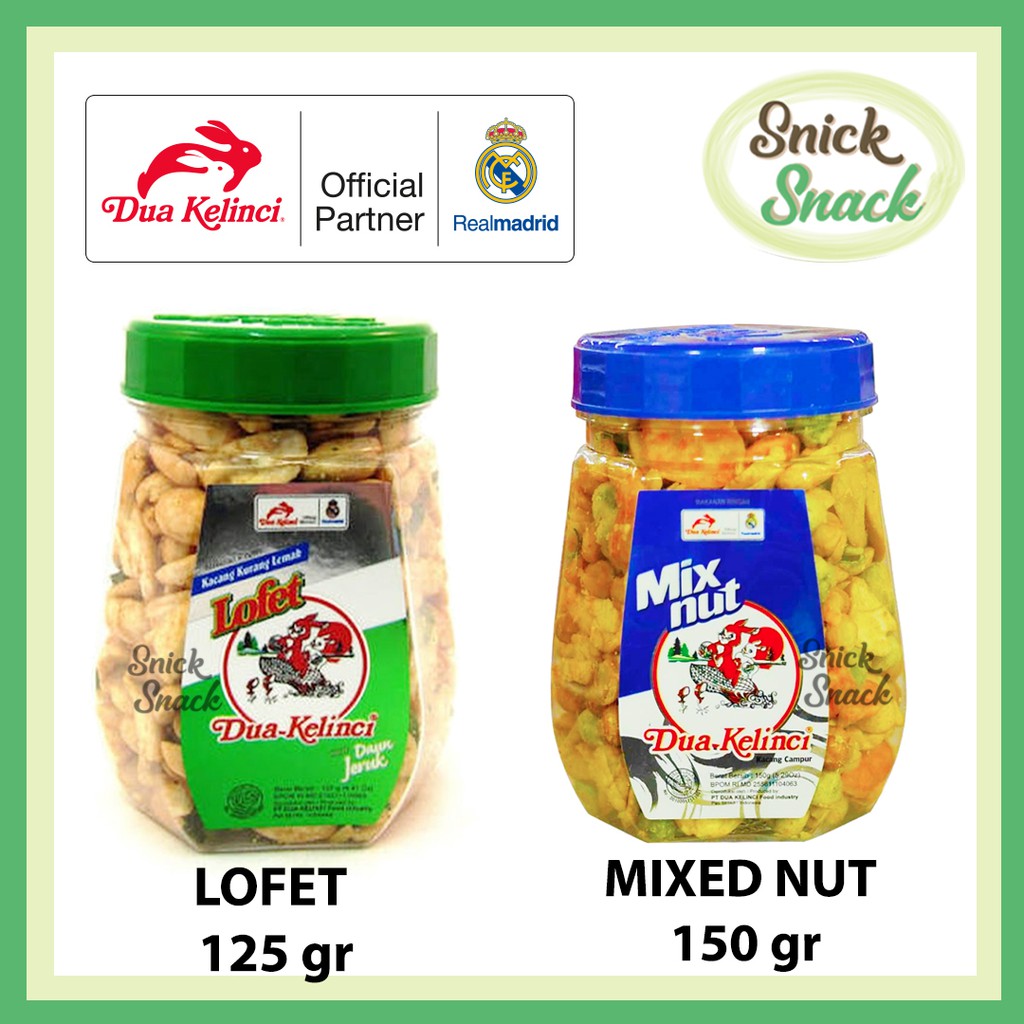 

Kacang Toples Dua Kelinci DK Lofet 125 gr Mix Nut 150 gr Kacang Campur dan Rendah Lemak