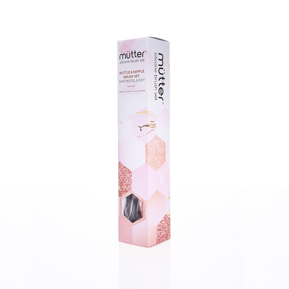 Makassar - MUTTER Set 3 in 1 Sikat Botol Bayi Silikon Bottle Nipple Straw Silicone Brush