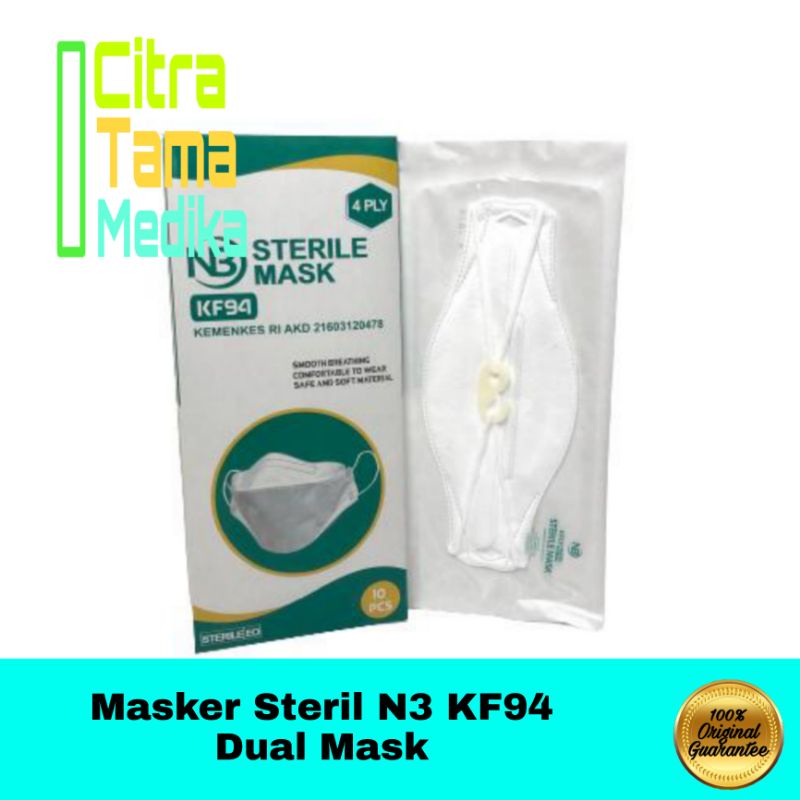 Masker Steril KF94 dual mask / Masker Medis N3 4 ply bisa untuk Earloop maupun Headloop