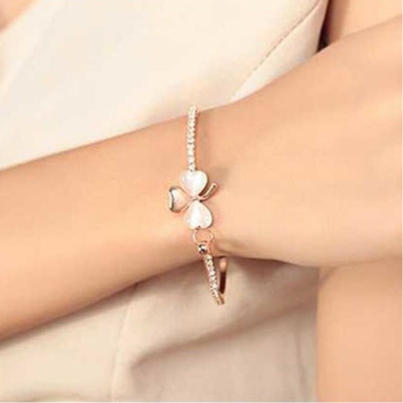 Gelang Wanita S14 BUNGA Clover Semanggi Women Bangle Gaya Korea Fashion Aksesoris Elegan Bracelet