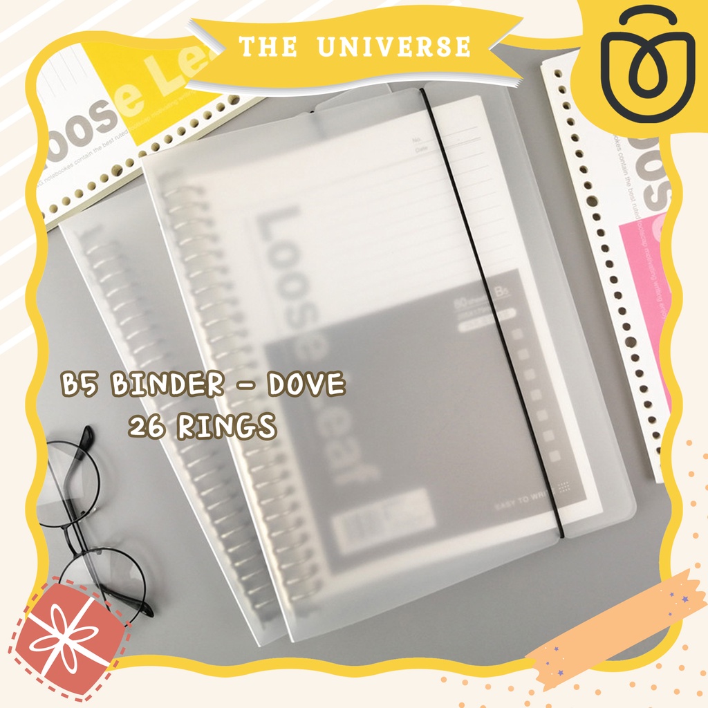 [THE UNIVERSE] 26 Ring Binder B5 Matte Aesthetic Binder Transparan Dove - ST009