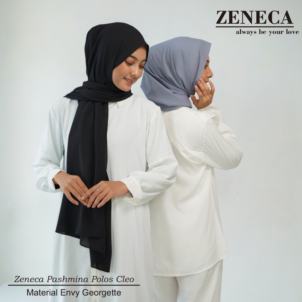 Zeneca Jilbab Pashmina Polos Pasmina Cleo Bahan Envy Georgette Size Jumbo Kualitas Premium Gratis Ongkir Bisa COD