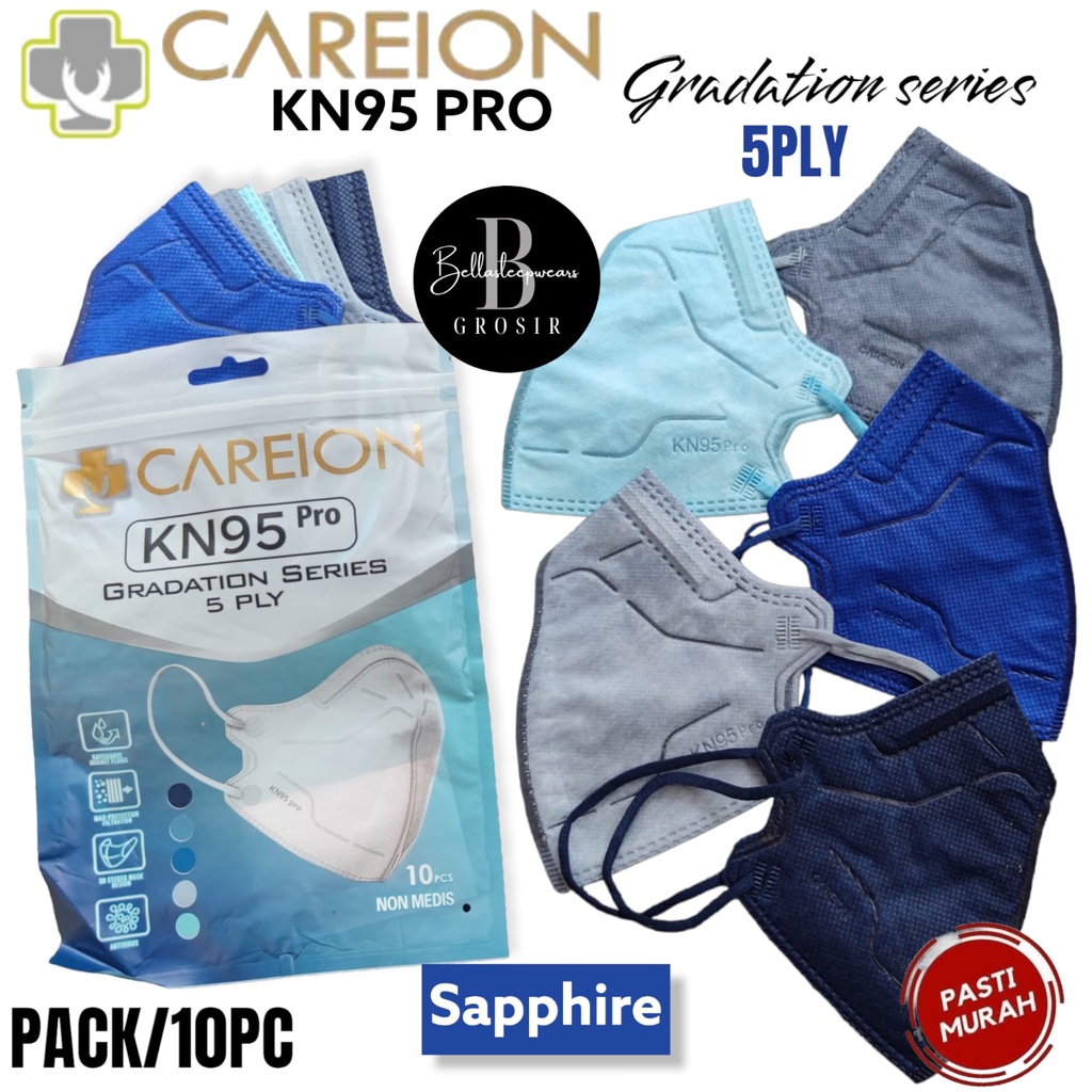 KN95 PRO CAREION GRADATION SHRIMPINK MIX ISI 10 - MASKER 5PLY KN95 PRO CAREION ORIGINAL MATCHA GREY