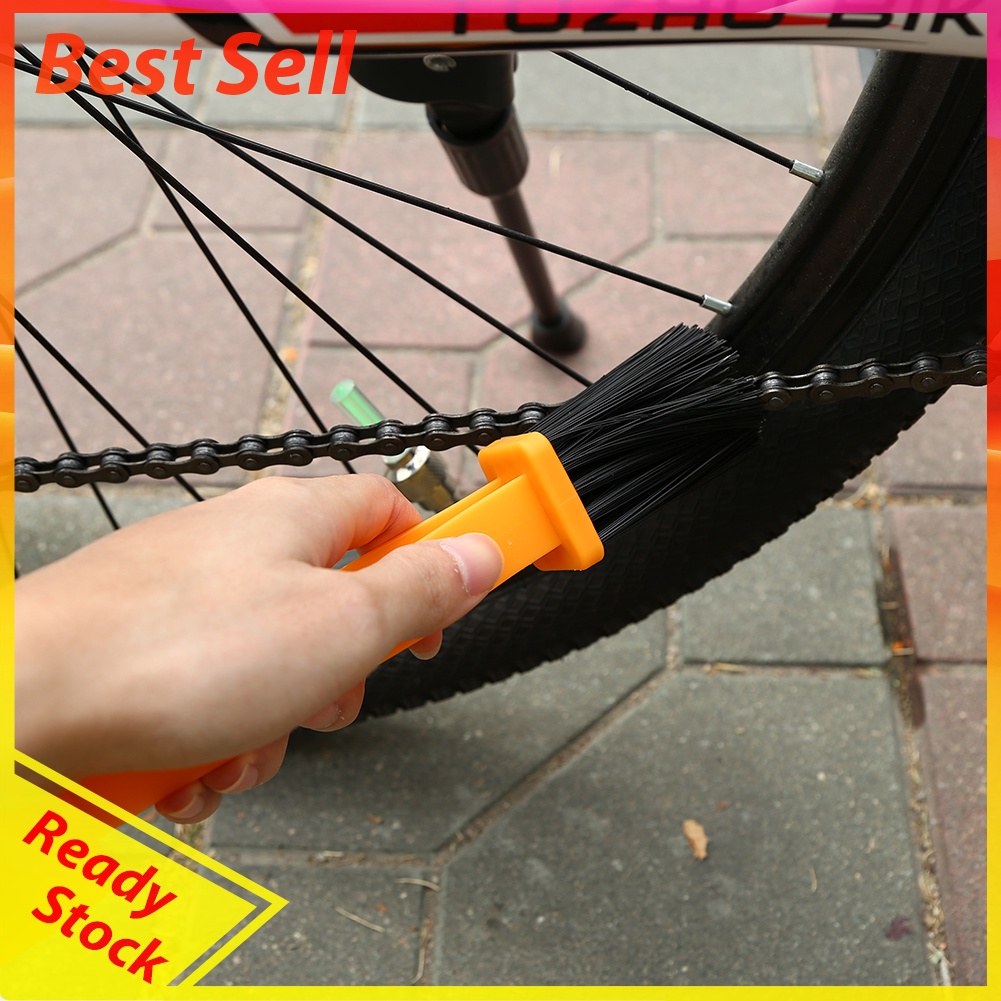 Motorcycle Bike Chain Brush MTB Bicycle Chain Scrubber Cleaning Tool Orange