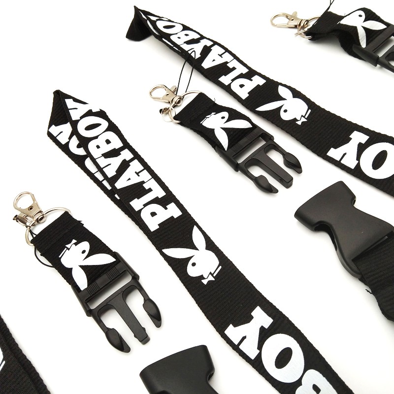 Tali Lanyard Leher Warna Hitam Dengan Klip Penjepit Untuk Case Hp Dan Kamera