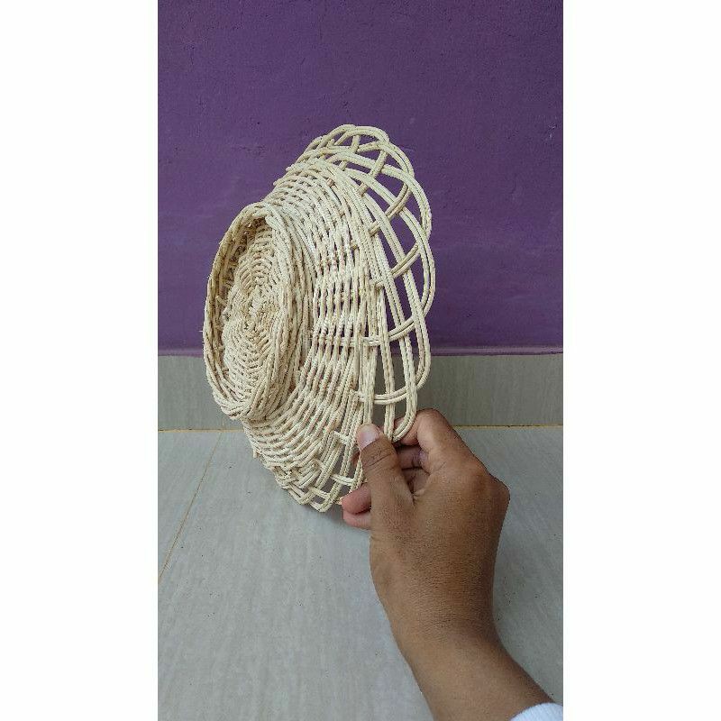 Keranjang rotan bulat penyimpanan buah parcel seserahan sovenir murah 26x26x7 cm