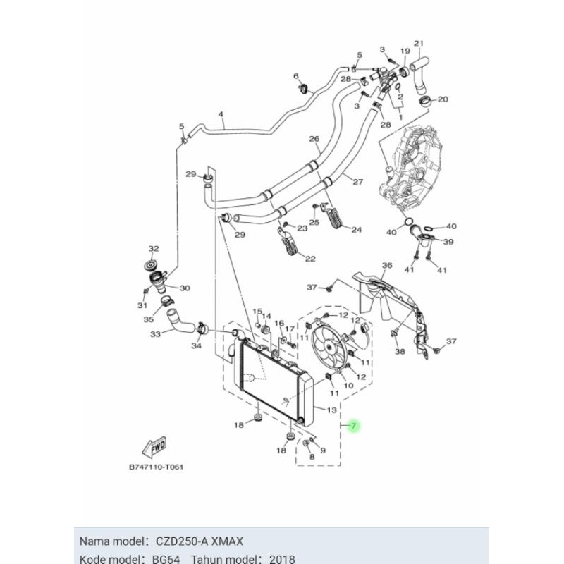 RADIATOR XMAX X MAX ASLI ORI YAMAHA B74 E240A 00