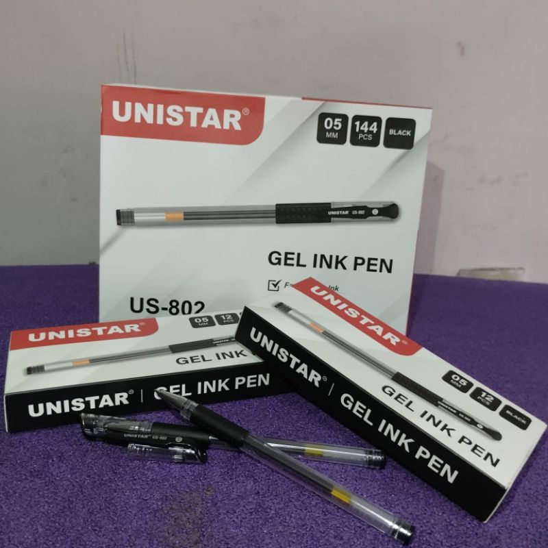 Pulpen Gel Unistar isi 12 pcs