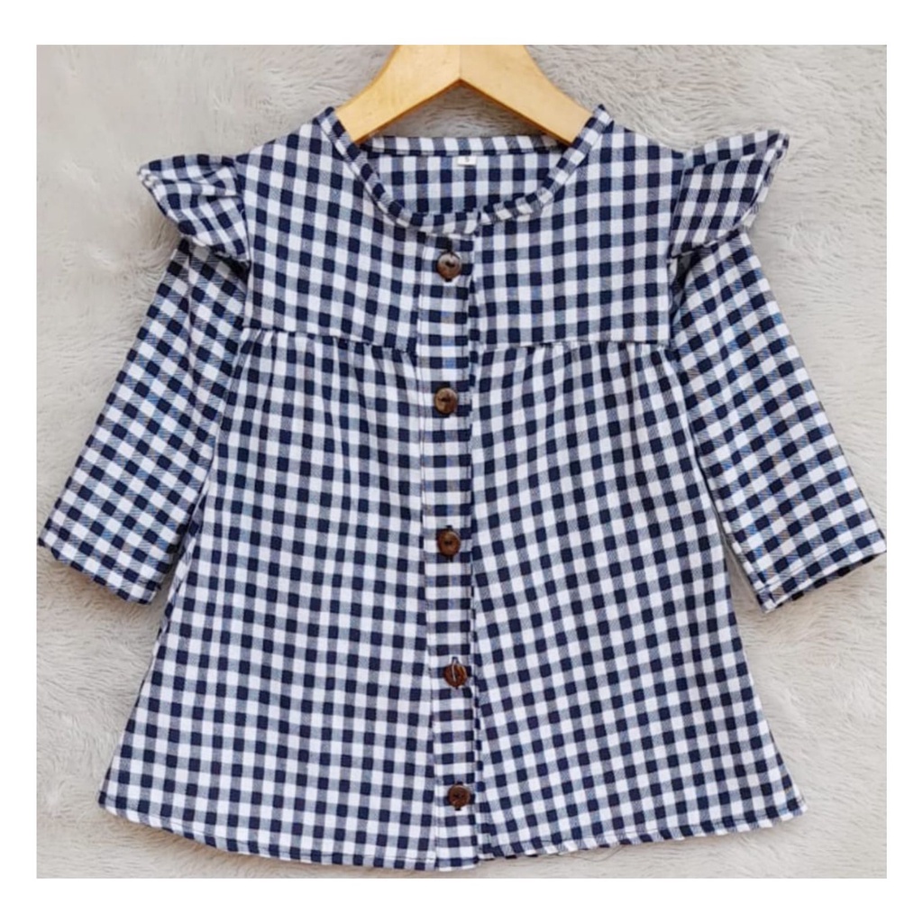 Dress Kancing Flanel Anak Perempuan Terbaru Usia 1-5 Tahun