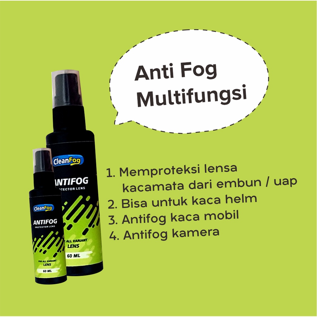 Pembersih Kacamata Antifog CleanFog 60 ML Lens Protector &amp; Cleaner Pembersih Lensa Anti Embun Hingga 3 Hari Lebih