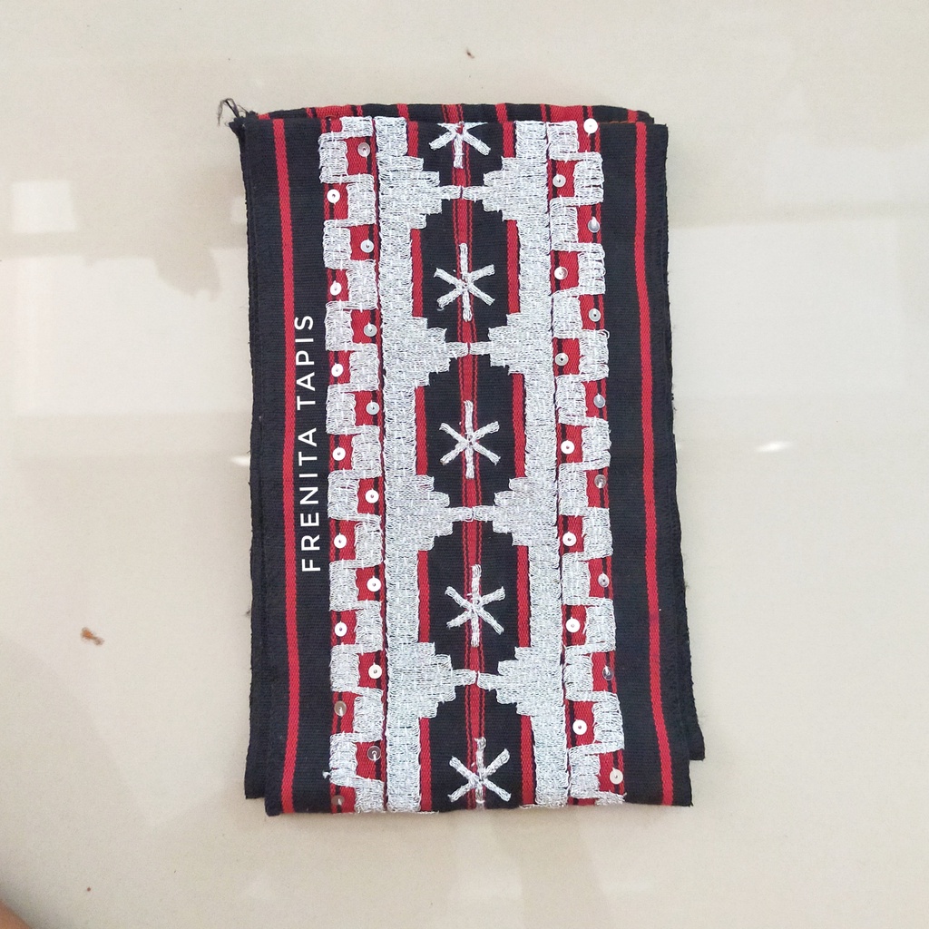 [BISA COD] Bisban / Selendang / List Tapis Khas Lampung asli Sulaman-Bintang Catur silver