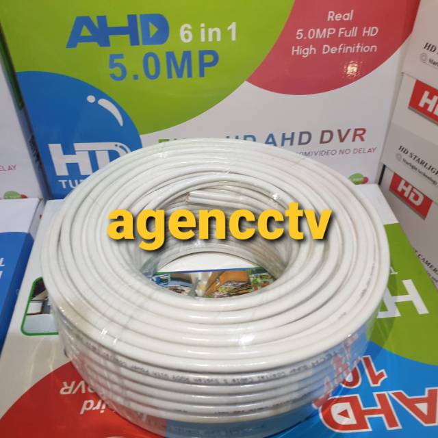 Kabel cctv rg 59 plus power warna putih harga per meter