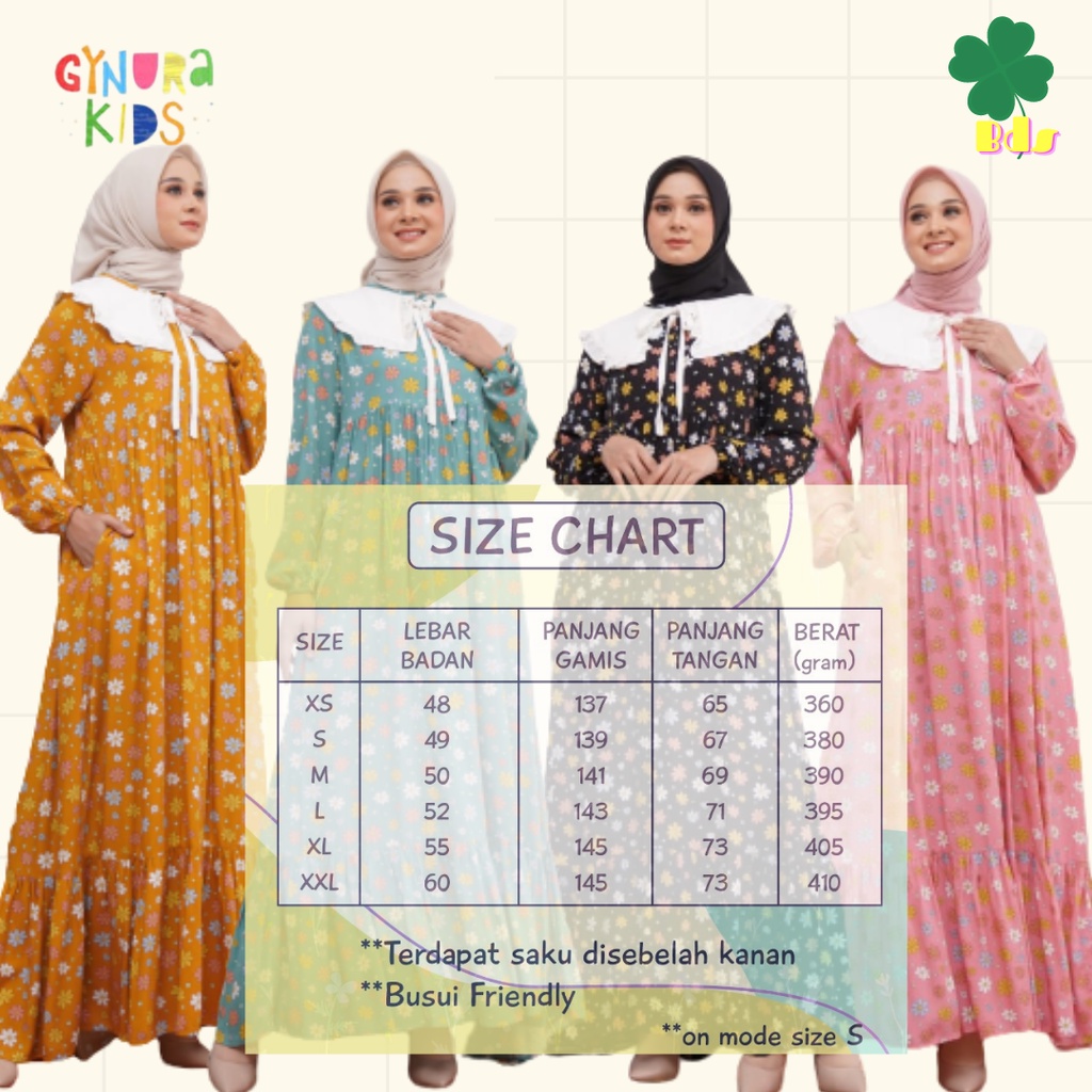 Gamis rayon HDD 03 gynurakids homedress daily wear