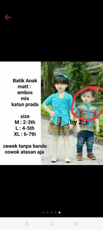 Batik Anak Cowok Hem Size M L Xl Anak Cewek Dress Size M L Xl Xxl Batik Pekalongan