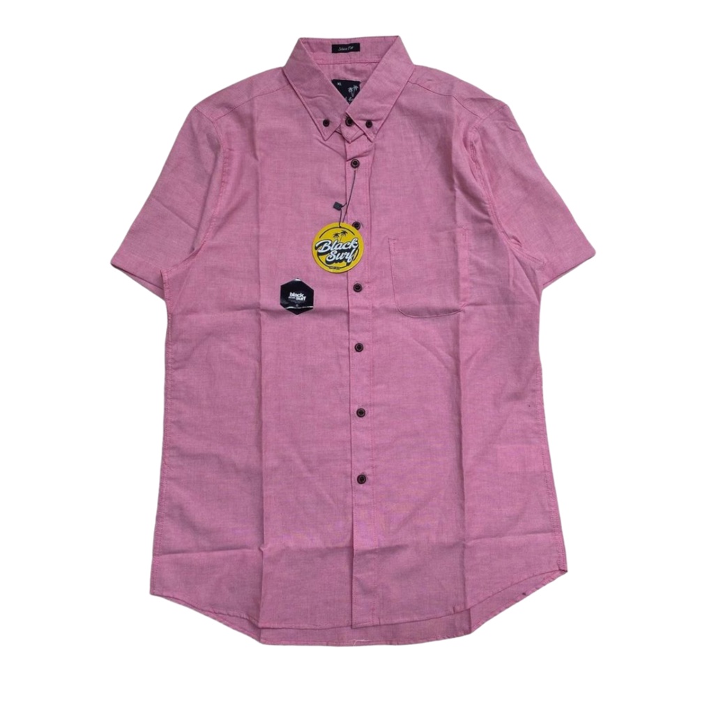 OBRALL Kemeja pria lengan pendek polos hem cowok distro kuning dan pink realpict