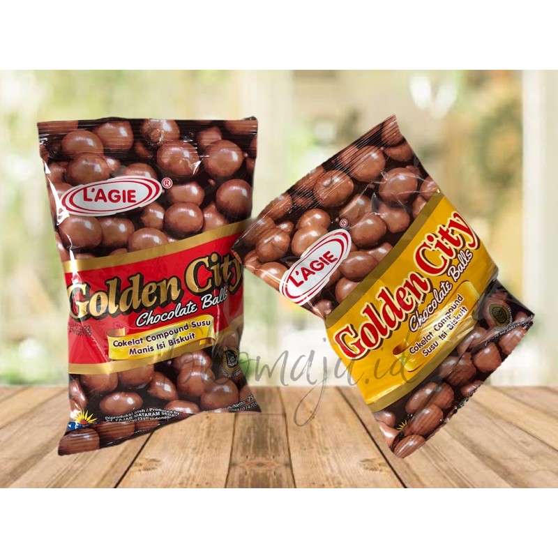 Bola Coklat Lagie Golden City Coklat Compound Susu Manis Isi Biskuit