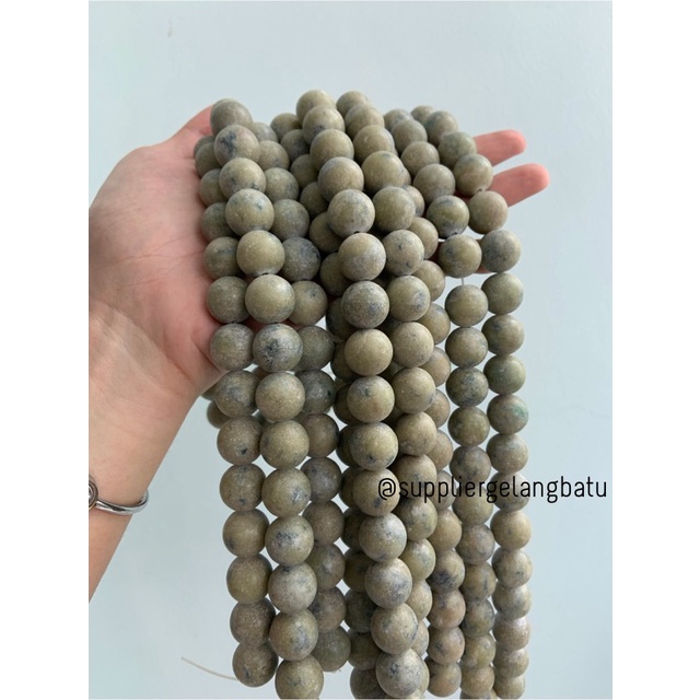 batu MOSS JASPER 16mm natural bahan perhiasan fashion gelang kalung