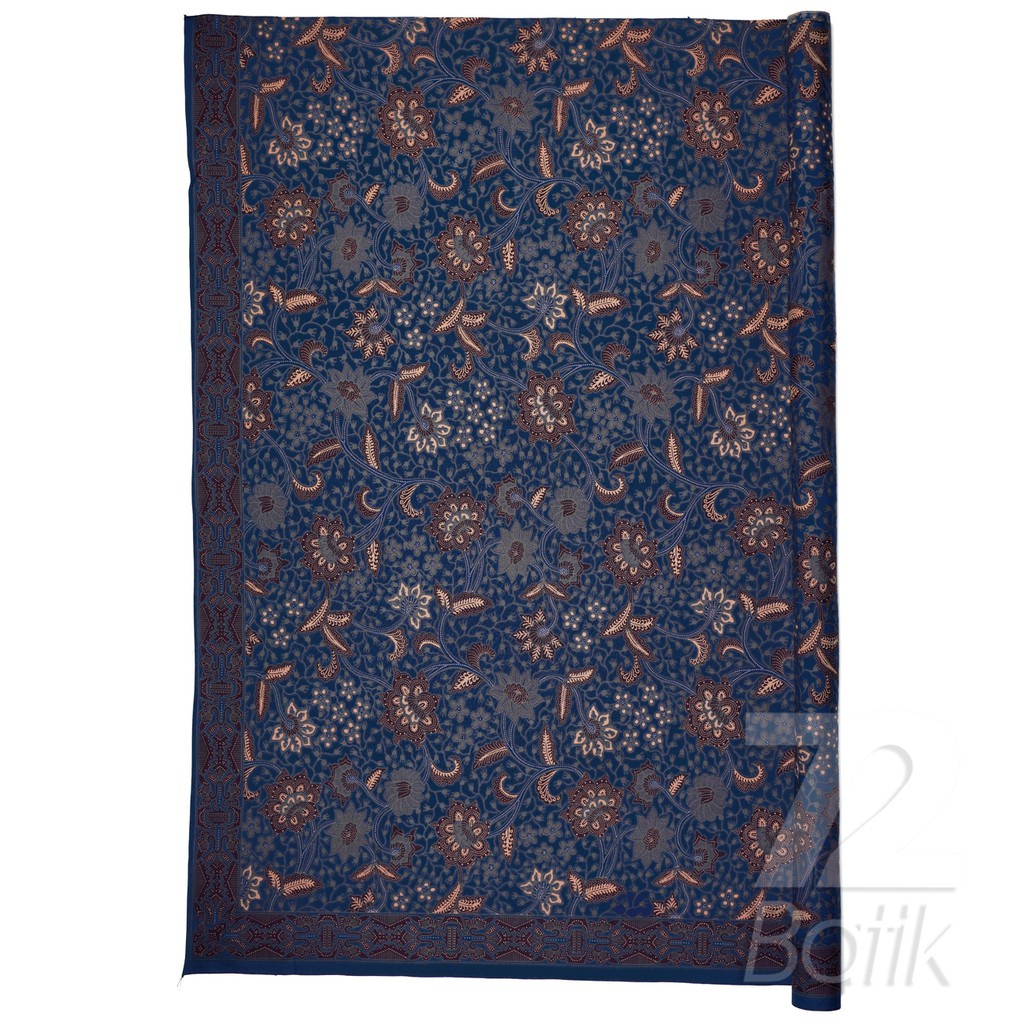 KAIN BATIK KATUN Premium Motif Kembang Warna Biru Tua Dark Blue Hitam 724392 CAP 72 - Jarik Jarit Samping Kebat Panjang Batik Katun Modern Premium Bahan Seragam Batik Pernikahan Kantor Keluarga Murah Kamen Jadi Batik Bali Lembaran