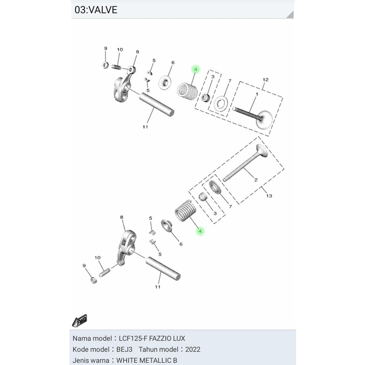 PER KLEP FAZZIO 125 ASLI ORI YAMAHA B3Y E2113 00