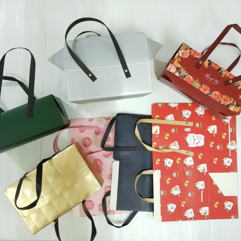 Gift Box Variasi Dengan Gagang/Kotak Hampers/Box Kue Kado Makanan